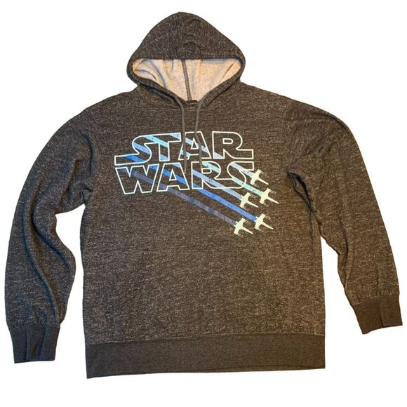 Star Wars Starfighter Ships Mens Hoodie Sweatshirt Small Gray Blue - Picture 1 of 8